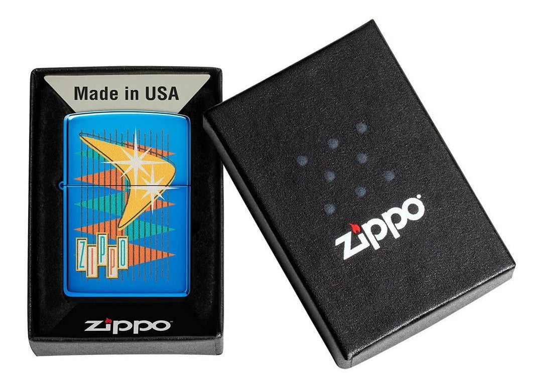 Encendedor Zippo Azul Metalizado Retro Cod - 49768