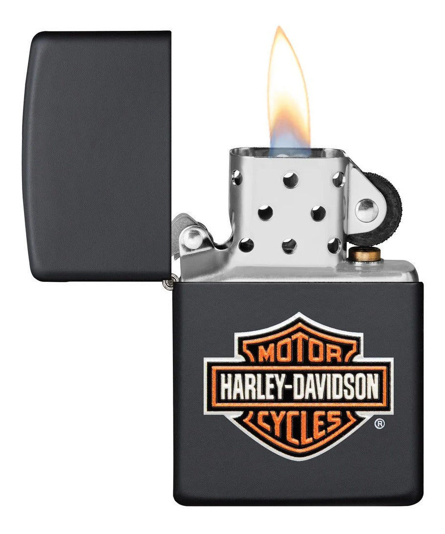 Encendedor Zippo Negro Harley Davidson Logo Relieve Cod - 49196