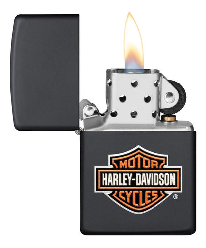 Encendedor Zippo Negro Harley Davidson Logo Relieve Cod - 49196