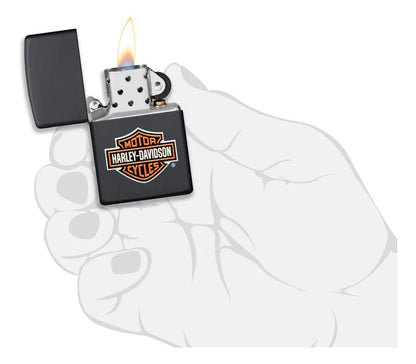 Encendedor Zippo Negro Harley Davidson Logo Relieve Cod - 49196