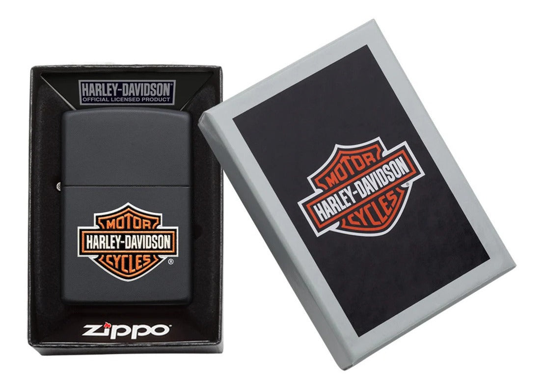 Encendedor Zippo Negro Harley Davidson Logo Relieve Cod - 49196