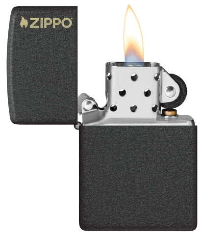 Encendedor Zippo Negro Craquelado Logo Cod 236ZL