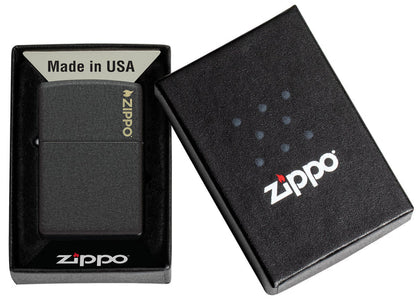 Encendedor Zippo Negro Craquelado Logo Cod 236ZL