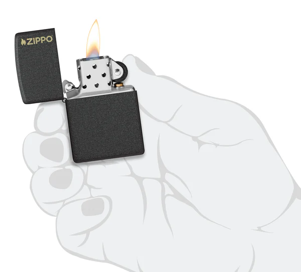 Encendedor Zippo Negro Craquelado Logo Cod 236ZL