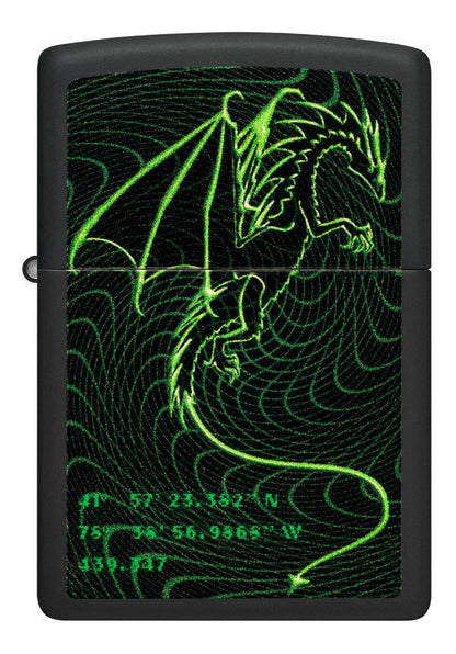 Encendedor Zippo Negro Mate Dragón Verde Cod - 48497