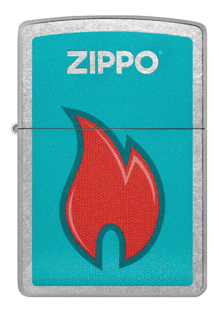 Encendedor Zippo Cromo Llama Rojo Y Azul Cod - 48495