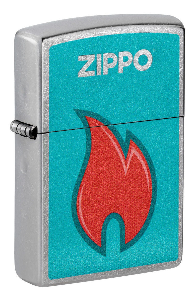Encendedor Zippo Cromo Llama Rojo Y Azul Cod - 48495