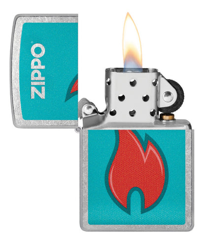 Encendedor Zippo Cromo Llama Rojo Y Azul Cod - 48495
