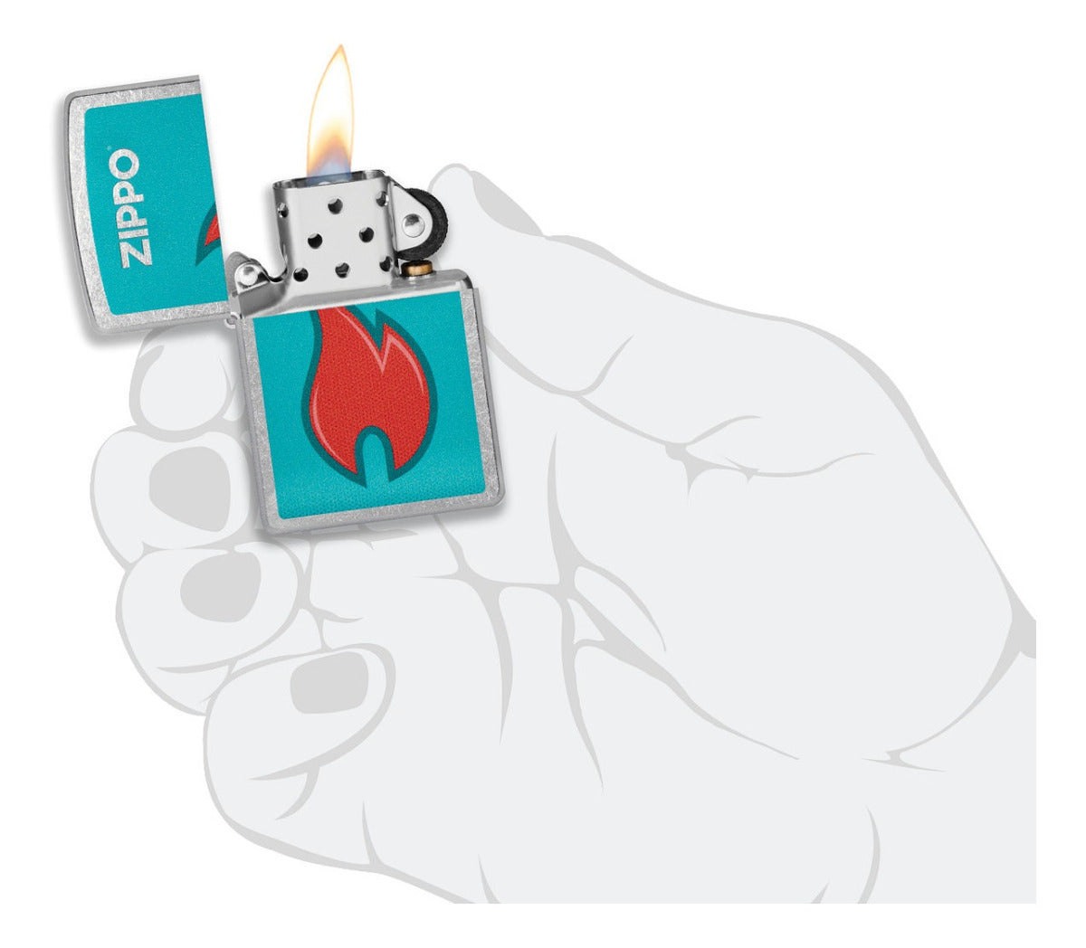 Encendedor Zippo Cromo Llama Rojo Y Azul Cod - 48495