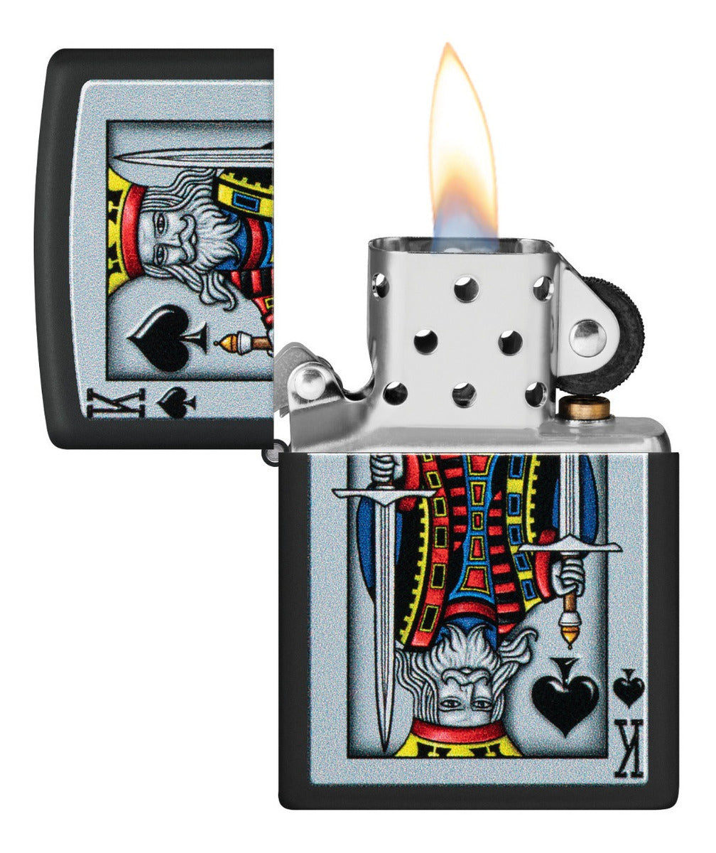Encendedor Zippo Negro Rey De Picas Cod - 48488