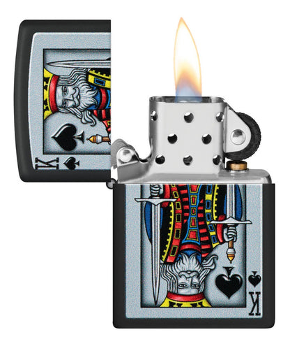 Encendedor Zippo Negro Rey De Picas Cod - 48488
