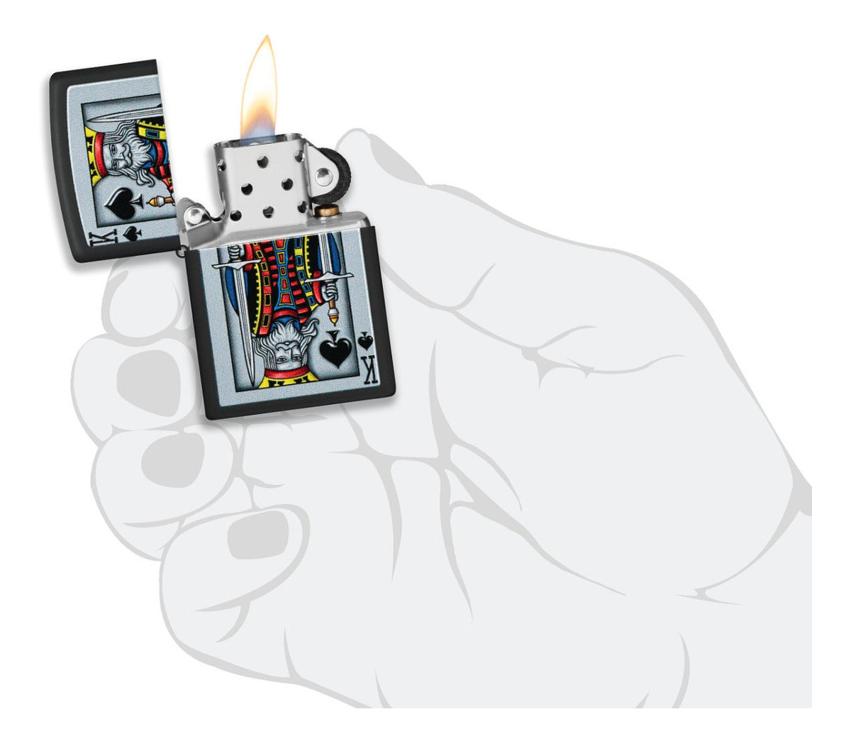 Encendedor Zippo Negro Rey De Picas Cod - 48488