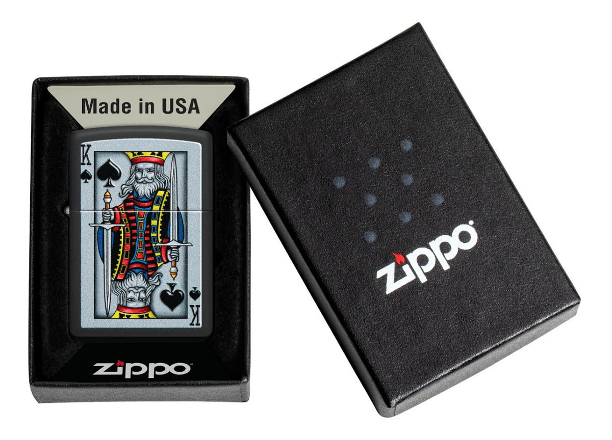 Encendedor Zippo Negro Rey De Picas Cod - 48488