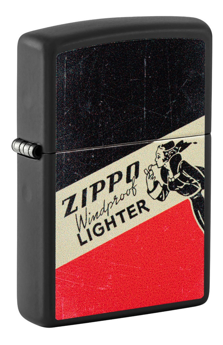 Encendedor Zippo Negro Mate Vintage Cod - 48499