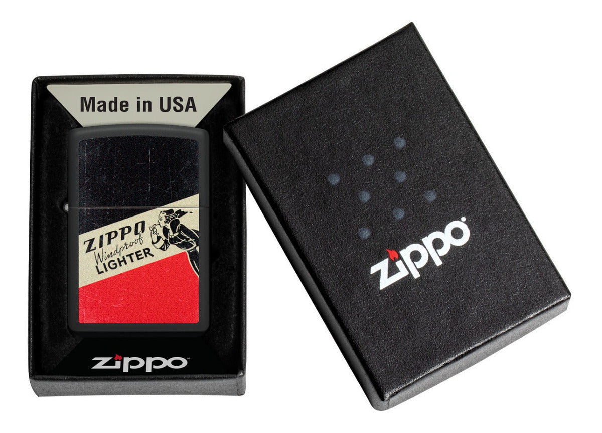Encendedor Zippo Negro Mate Vintage Cod - 48499