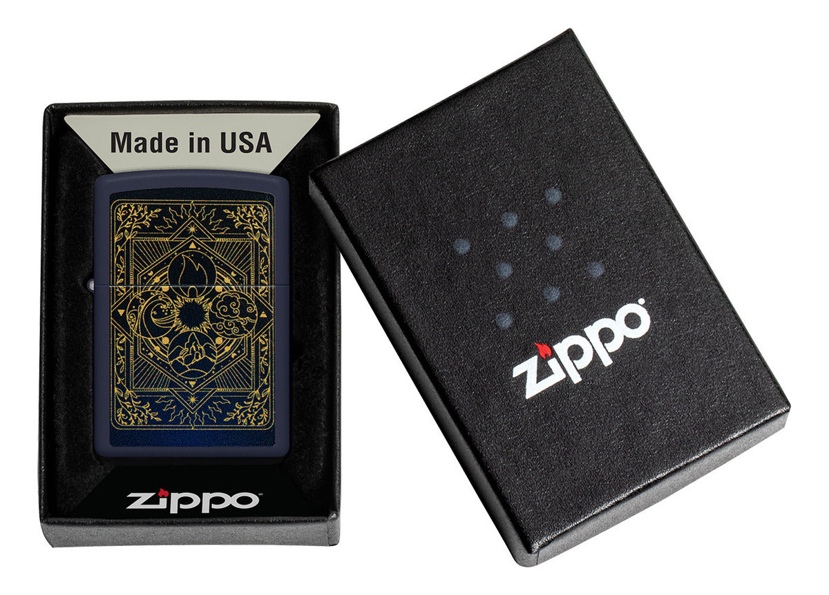 Encendedor Zippo Azul Mate 4 Elementos Cod 48958