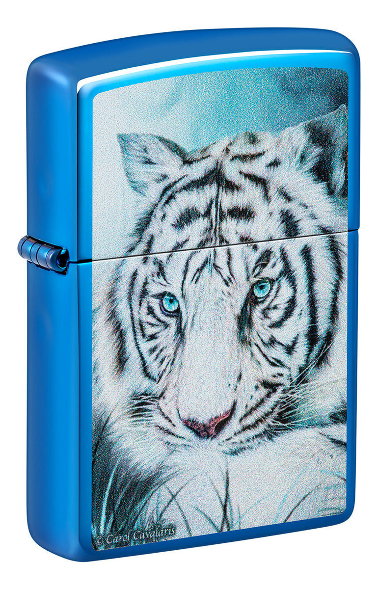 Encendedor Zippo Azul Metalizado Tigre Cod 48951