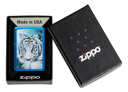 Encendedor Zippo Azul Metalizado Tigre Cod 48951