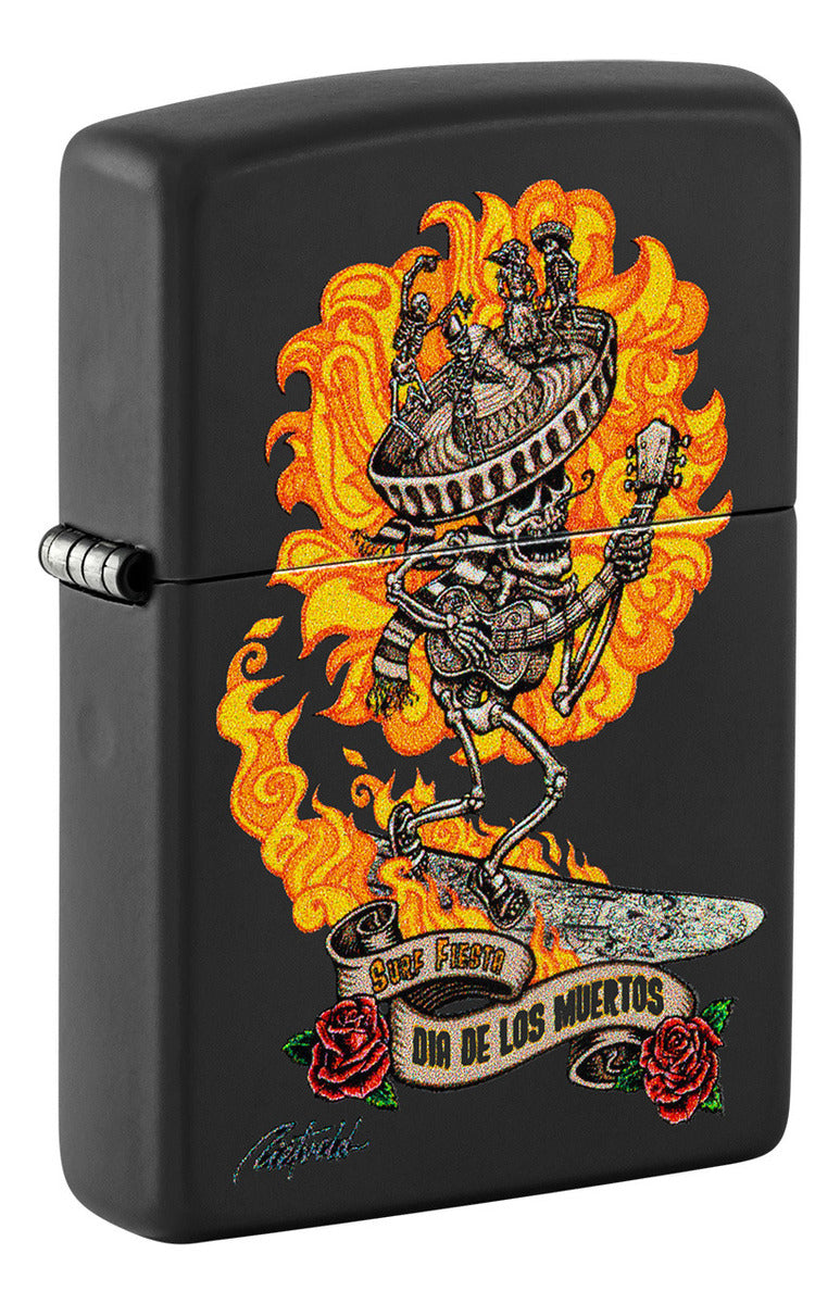 Encendedor Zippo Negro Mate Muertos Cod 48954