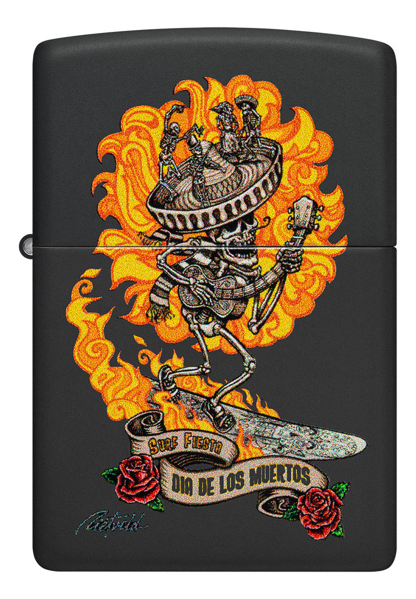 Encendedor Zippo Negro Mate Muertos Cod 48954