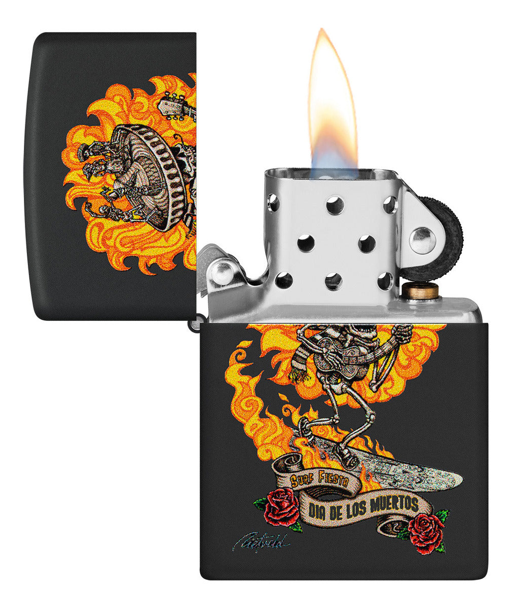 Encendedor Zippo Negro Mate Muertos Cod 48954