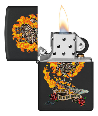 Encendedor Zippo Negro Mate Muertos Cod 48954