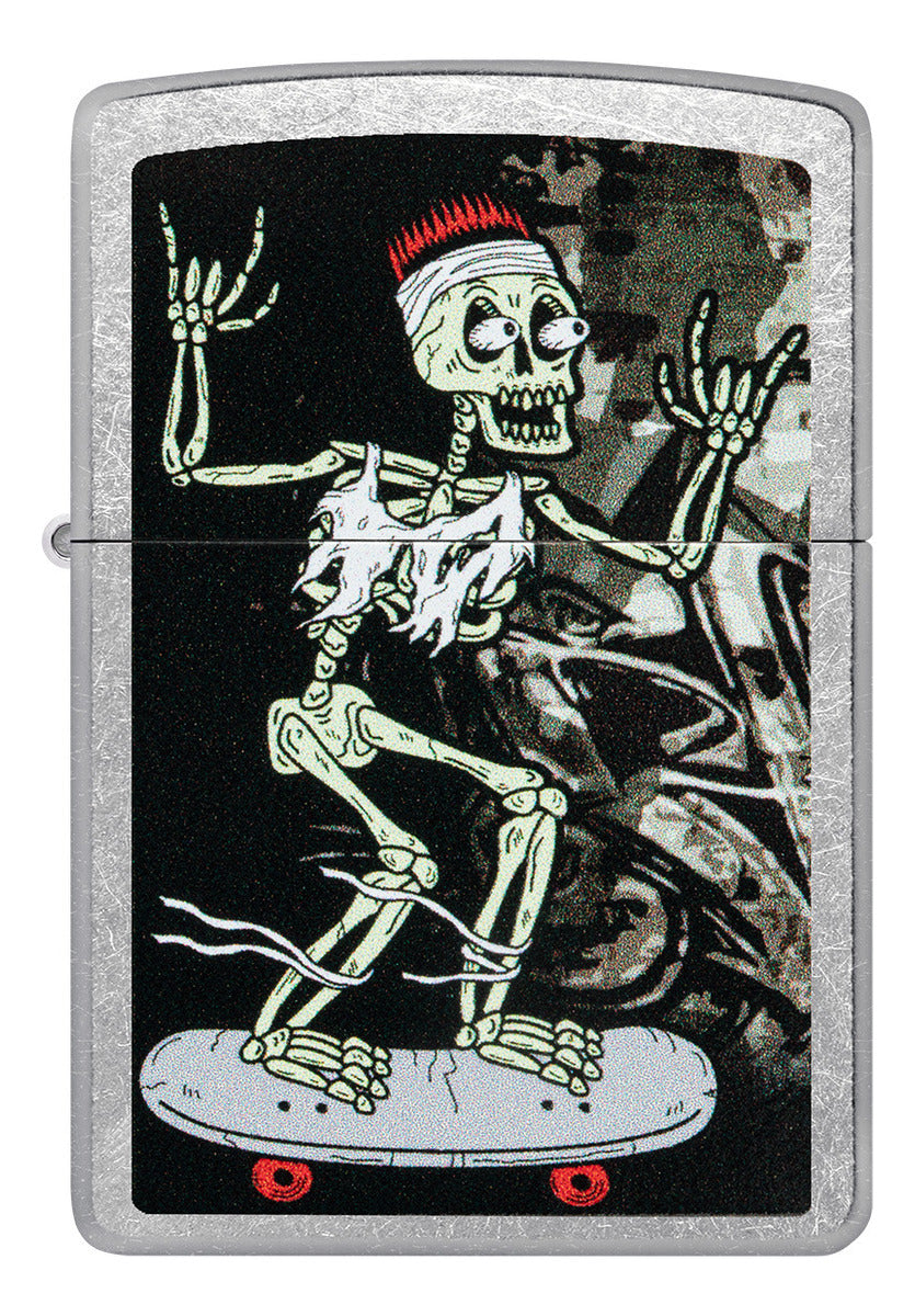 Encendedor Zippo Cromado Calavera Skate Cod 48911