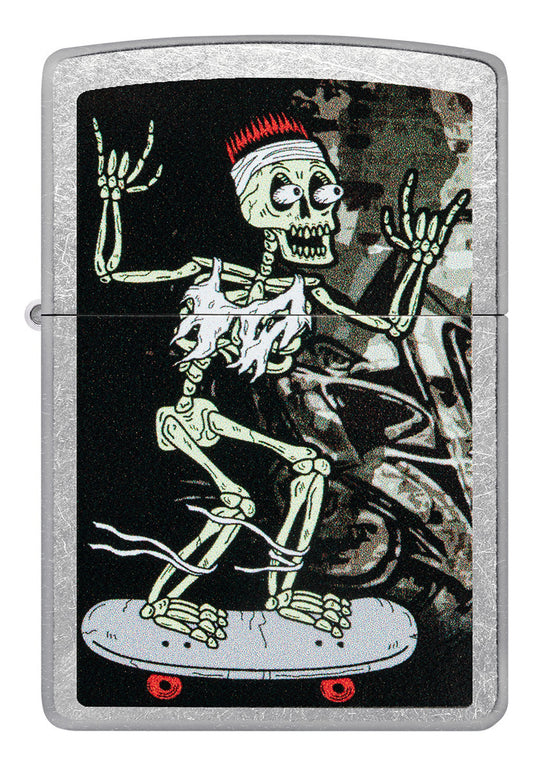 Encendedor Zippo Cromado Calavera Skate Cod 48911