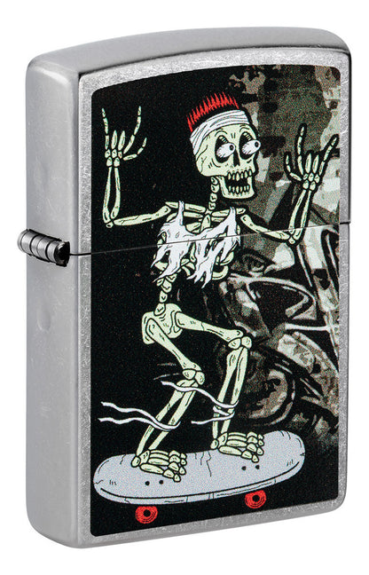 Encendedor Zippo Cromado Calavera Skate Cod 48911