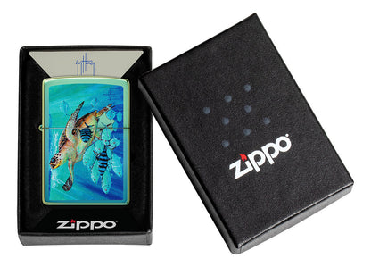 Encendedor Zippo Verde Tortuga Peces Cod 48967