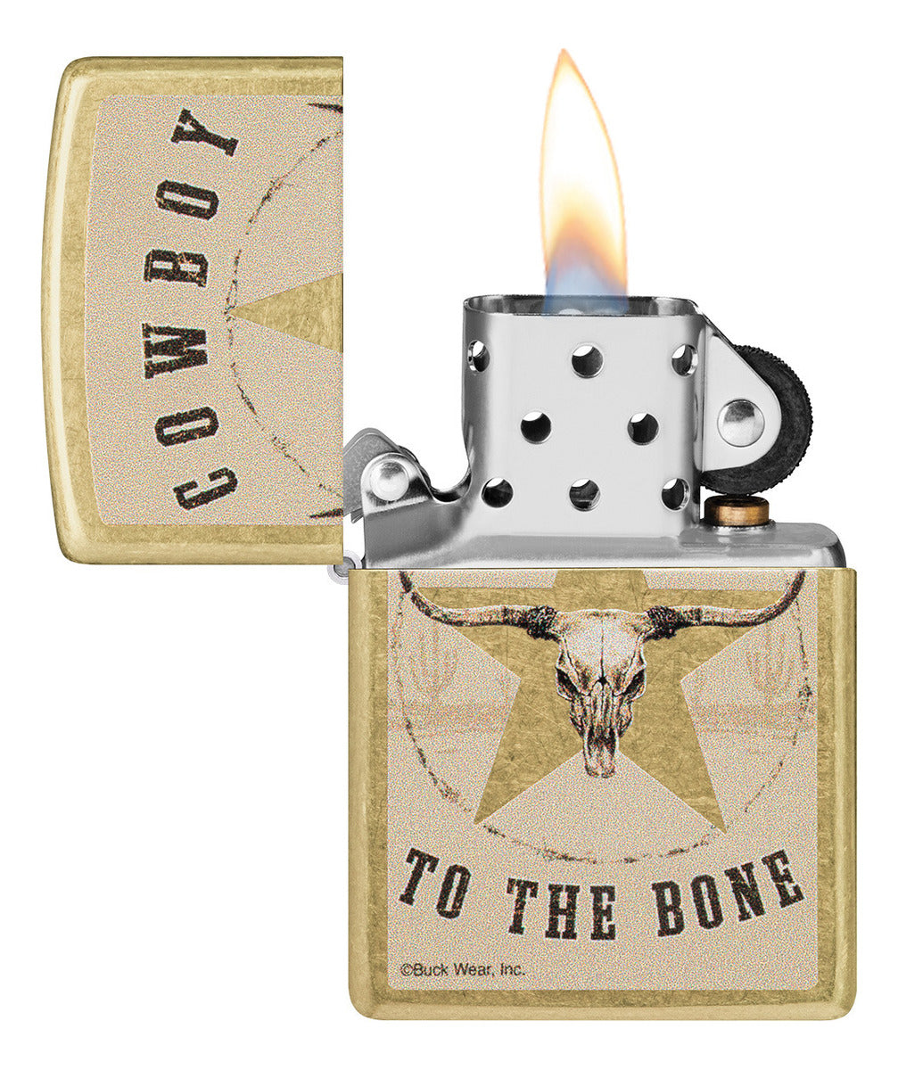 Encendedor Zippo Dorado Calavera-Toro Cod 48937