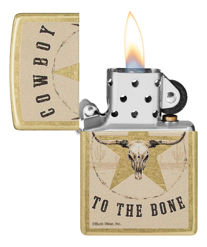 Encendedor Zippo Dorado Calavera-Toro Cod 48937