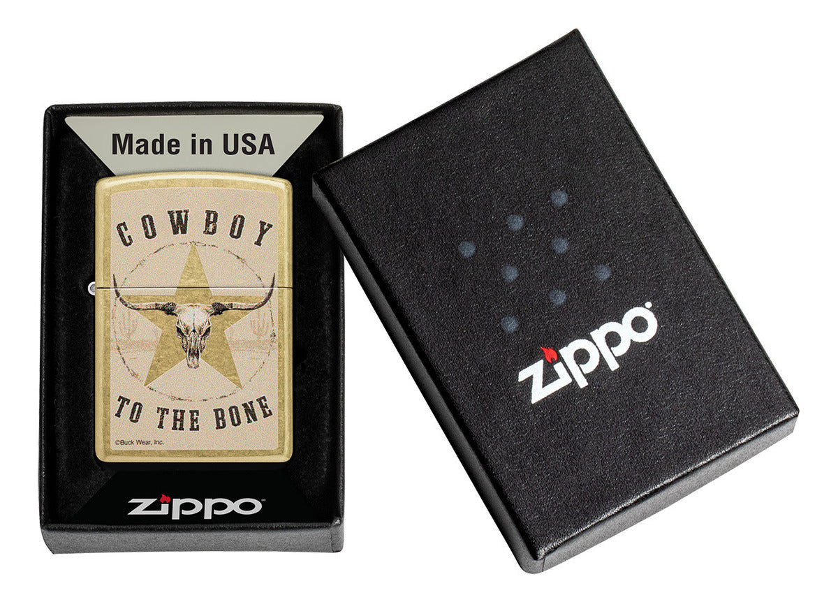 Encendedor Zippo Dorado Calavera-Toro Cod 48937