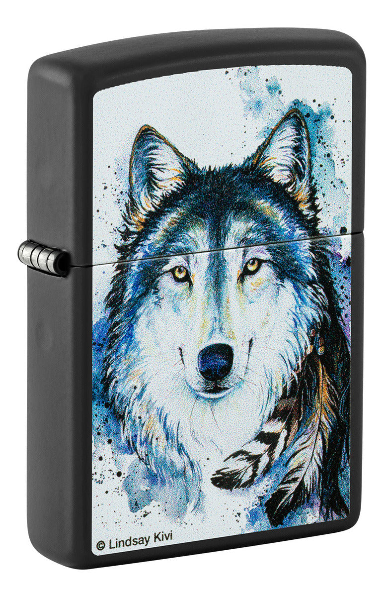 Encendedor Zippo Negro Mate Lobo Indio Cod 48936
