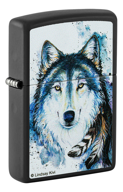 Encendedor Zippo Negro Mate Lobo Indio Cod 48936