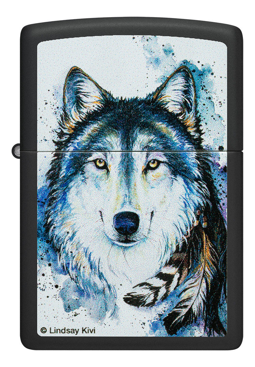 Encendedor Zippo Negro Mate Lobo Indio Cod 48936