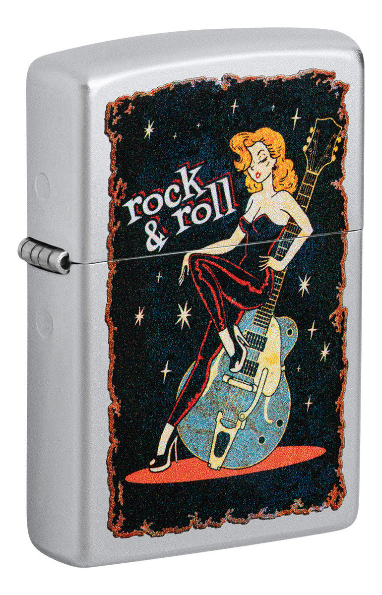 Encendedor Zippo Cromo Chica Rock & Roll Cod 48930