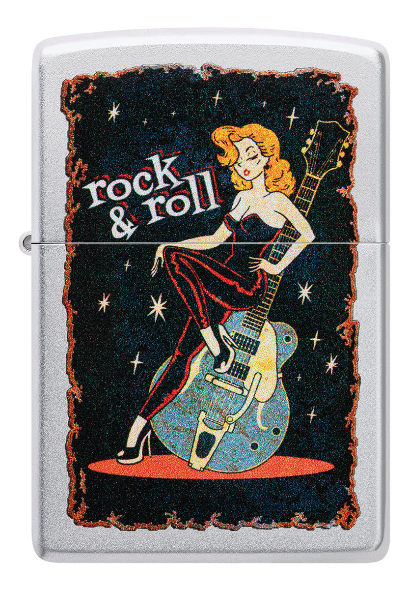 Encendedor Zippo Cromo Chica Rock & Roll Cod 48930