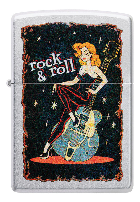 Encendedor Zippo Cromo Chica Rock & Roll Cod 48930