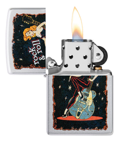 Encendedor Zippo Cromo Chica Rock & Roll Cod 48930