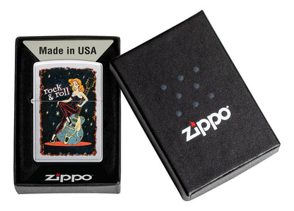 Encendedor Zippo Cromo Chica Rock & Roll Cod 48930