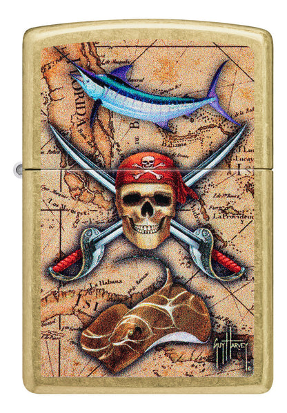 Encendedor Zippo Dorado Pirata Peces Cod 48966