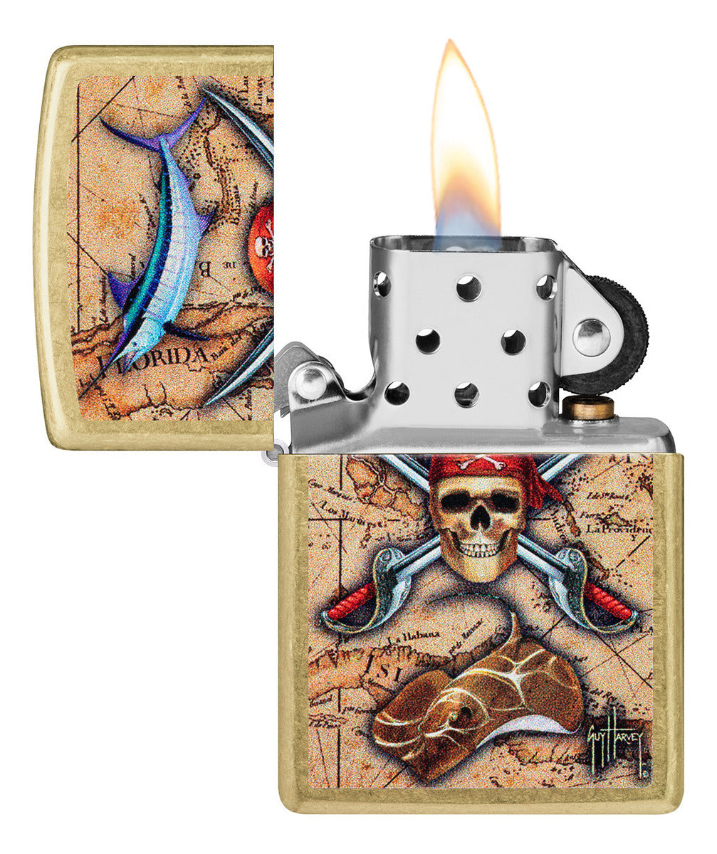 Encendedor Zippo Dorado Pirata Peces Cod 48966