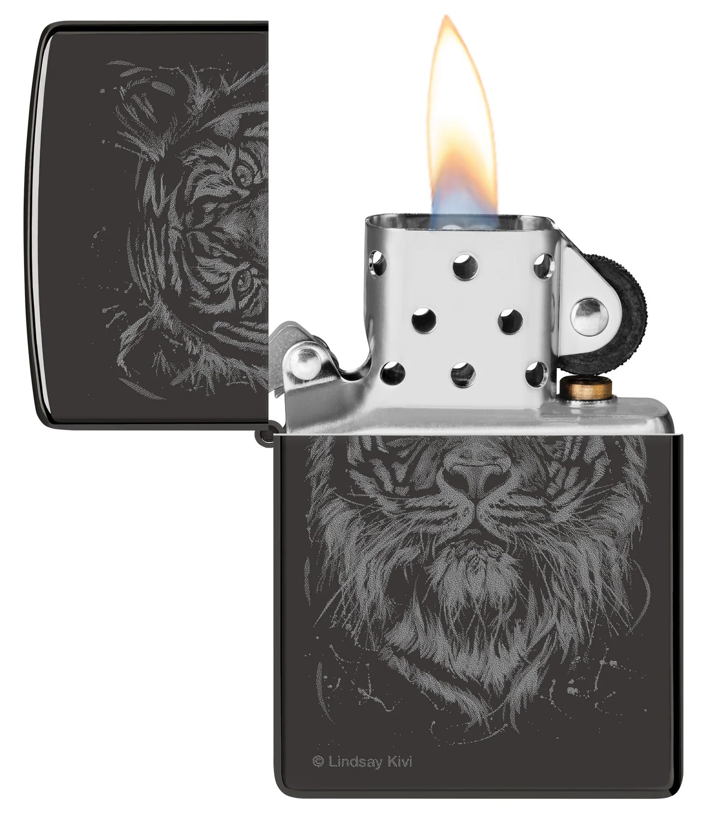Encendedor Zippo Negro Espejo Tigre Cod 48935