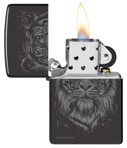 Encendedor Zippo Negro Espejo Tigre Cod 48935