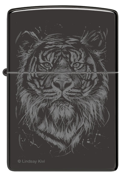Encendedor Zippo Negro Espejo Tigre Cod 48935