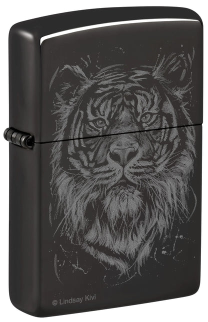 Encendedor Zippo Negro Espejo Tigre Cod 48935