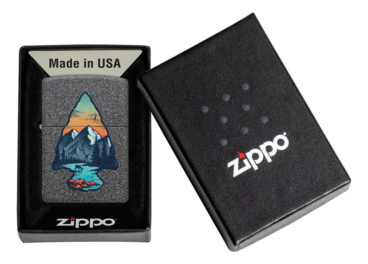 Encendedor Zippo Gris Piedra Montaña Cod 46007