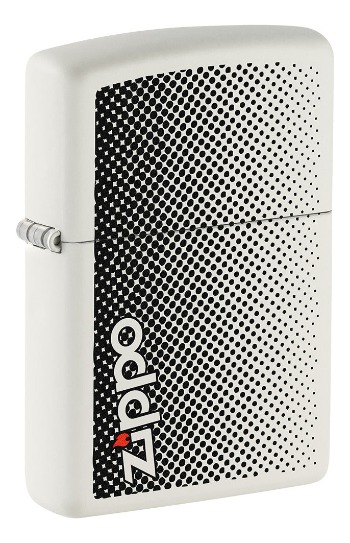 Encendedor Zippo Blanco Mate Logo Puntos Cod 29689