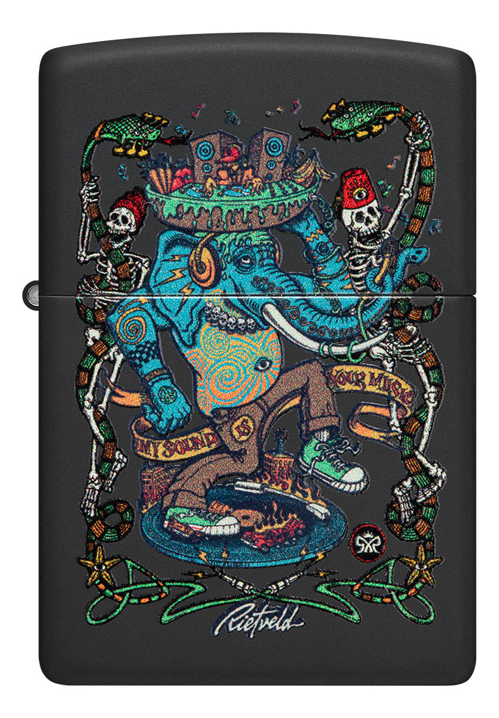 Encendedor Zippo Negro Mate Elefante Cod 48673